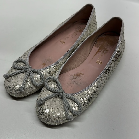 Pretty Ballerinas Rosario Ballet Flats Slip On Flat Shoes Metallic Snake Bow 39 - Picture 5 of 9